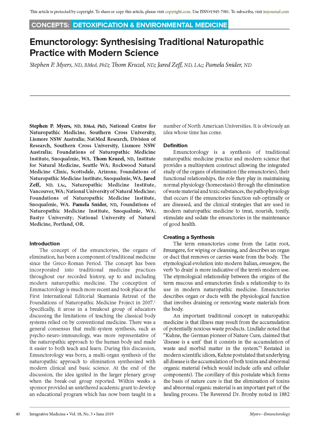 Emunctorology article cover
