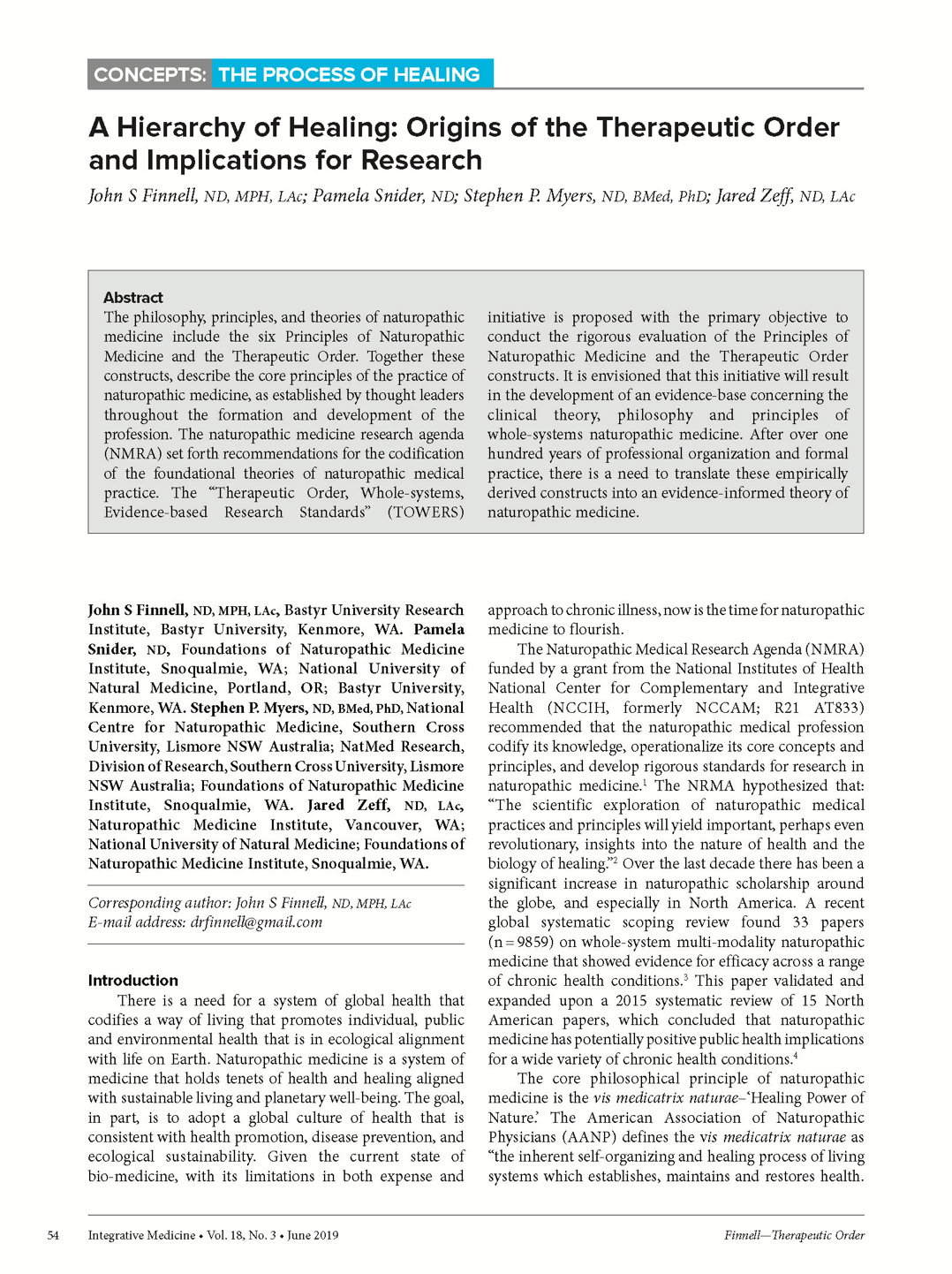 Therapeutic Order article cover